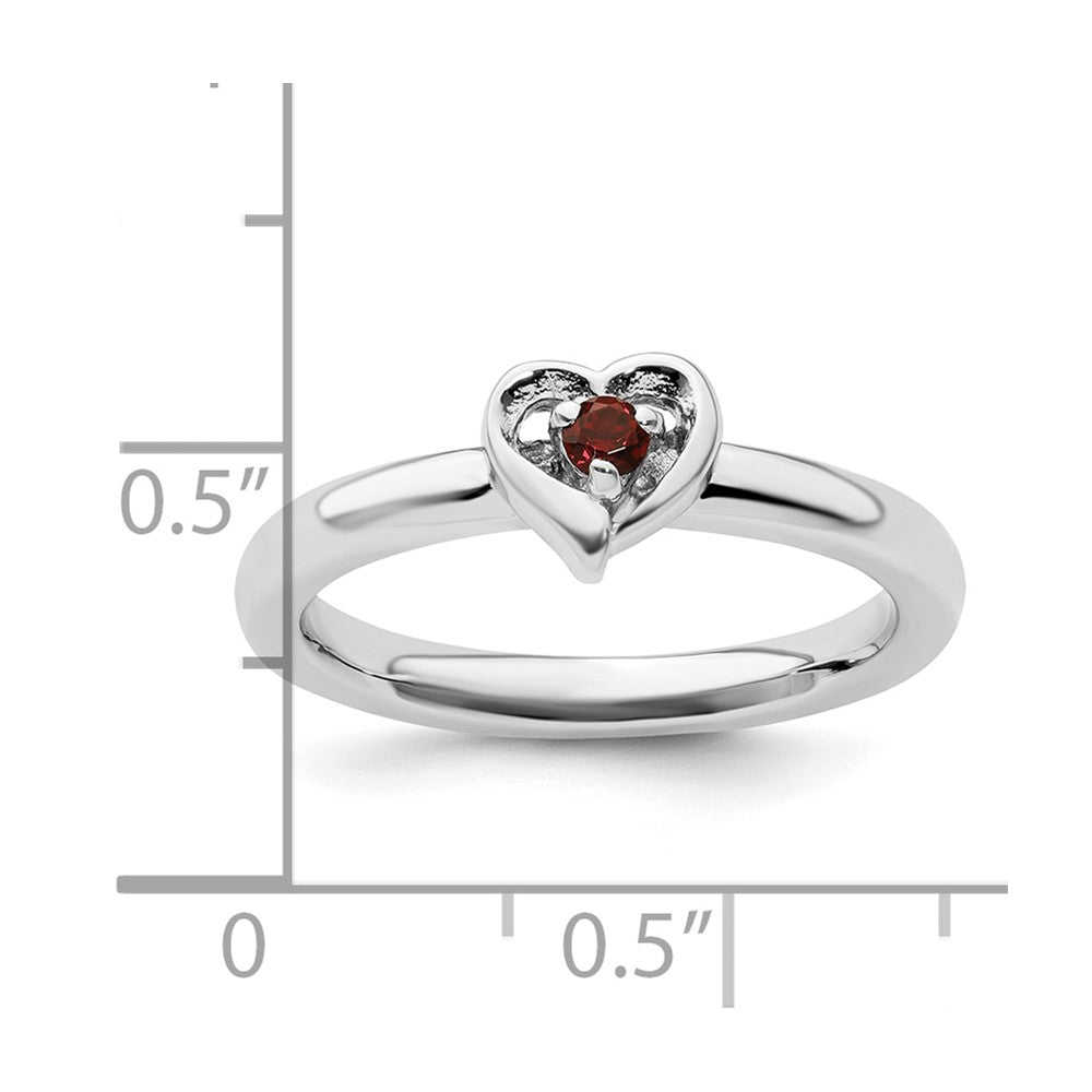 Sterling Silver Stackable Expressions Garnet Heart Ring