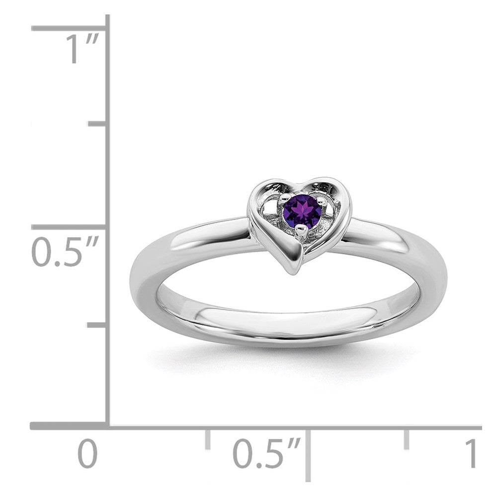 Sterling Silver Stackable Expressions Amethyst Heart Ring