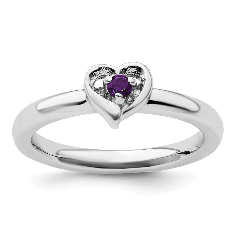 Sterling Silver Stackable Expressions Amethyst Heart Ring