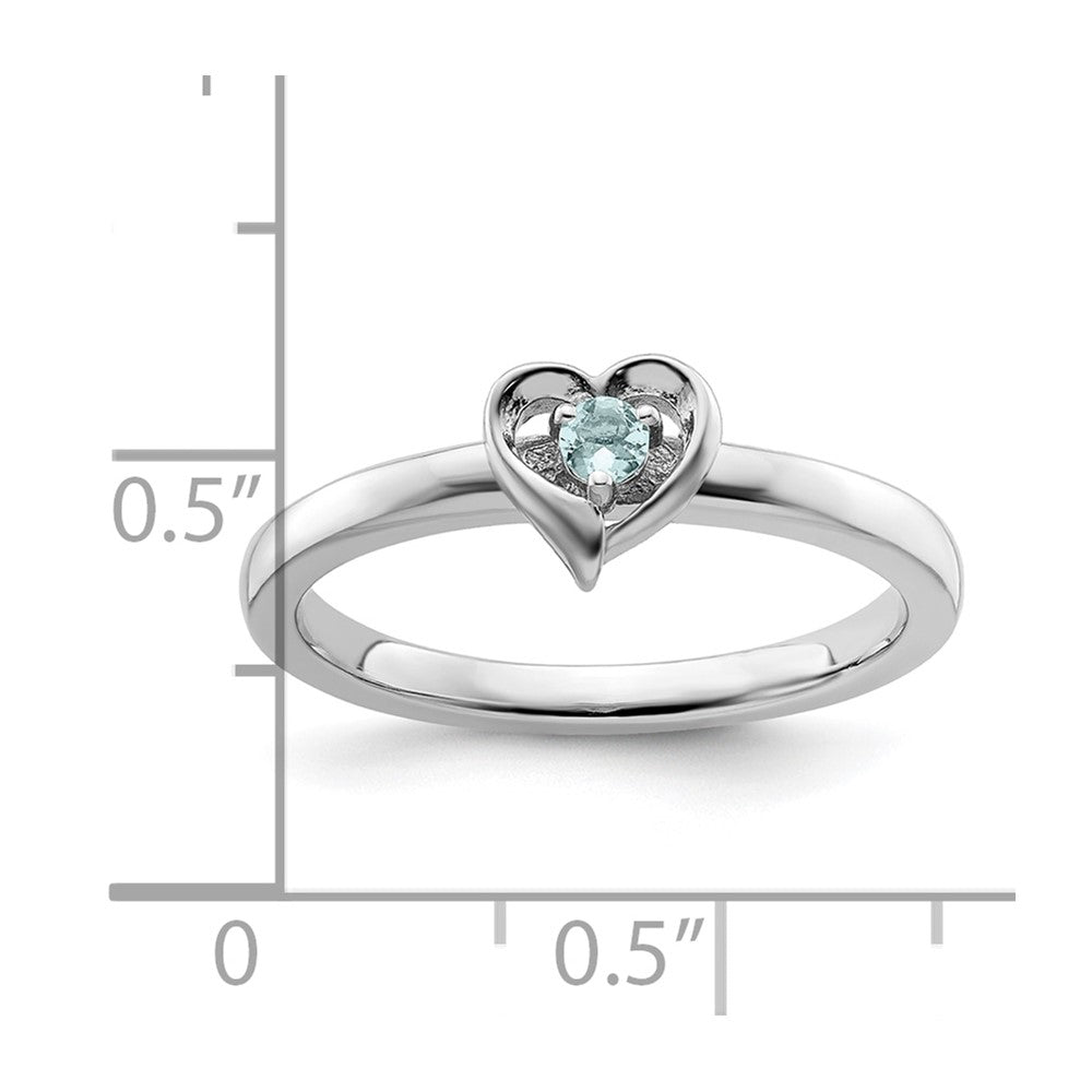 Sterling Silver Stackable Expressions Aquamarine Heart Ring