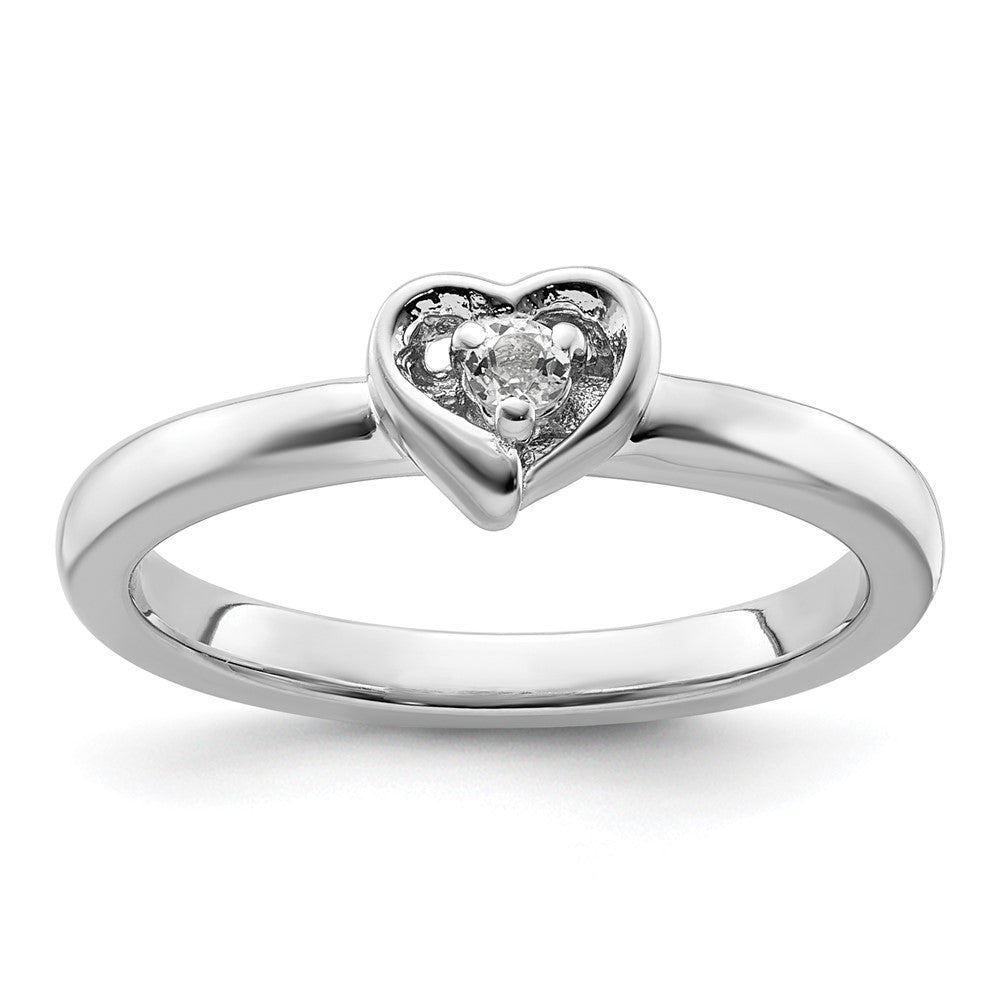 Sterling Silver Stackable Expressions White Topaz Heart Ring