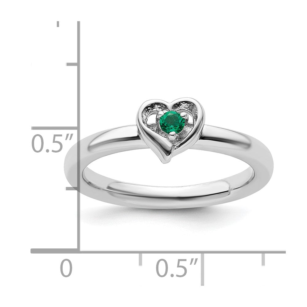 Sterling Silver Stackable Expressions Created Emerald Heart Ring