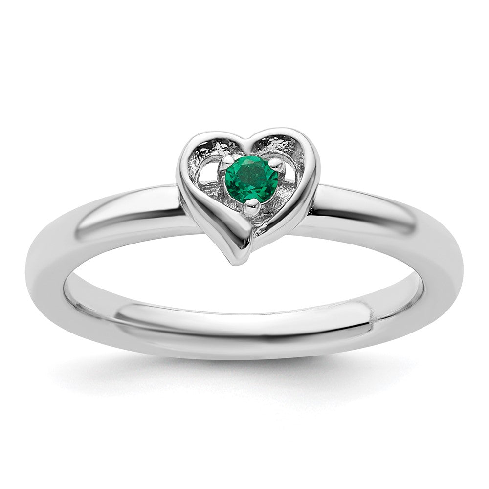 Sterling Silver Stackable Expressions Created Emerald Heart Ring