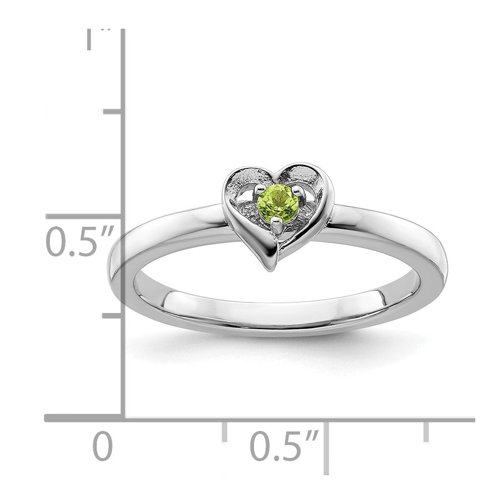 Sterling Silver Stackable Expressions Peridot Heart Ring