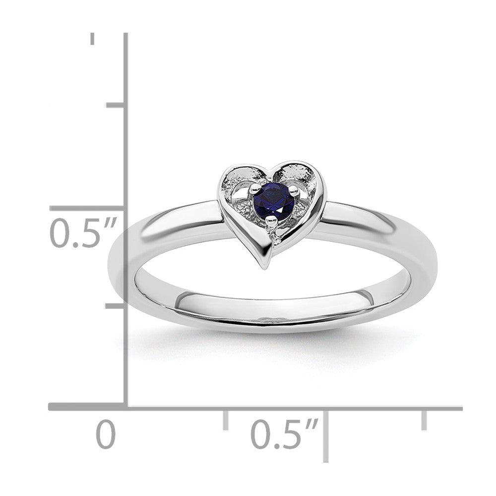 Sterling Silver Stackable Expressions Created Sapphire Heart Ring