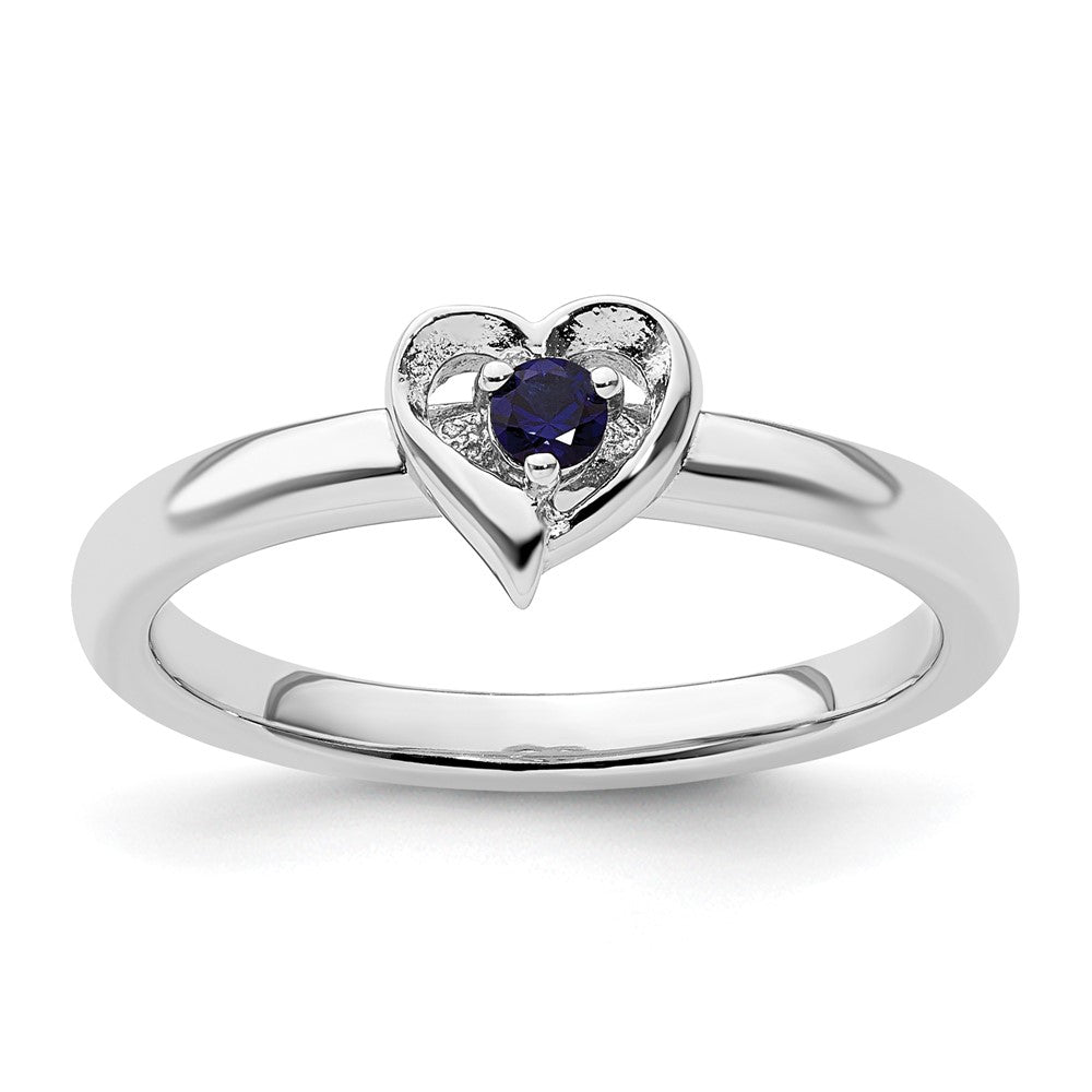 Sterling Silver Stackable Expressions Created Sapphire Heart Ring