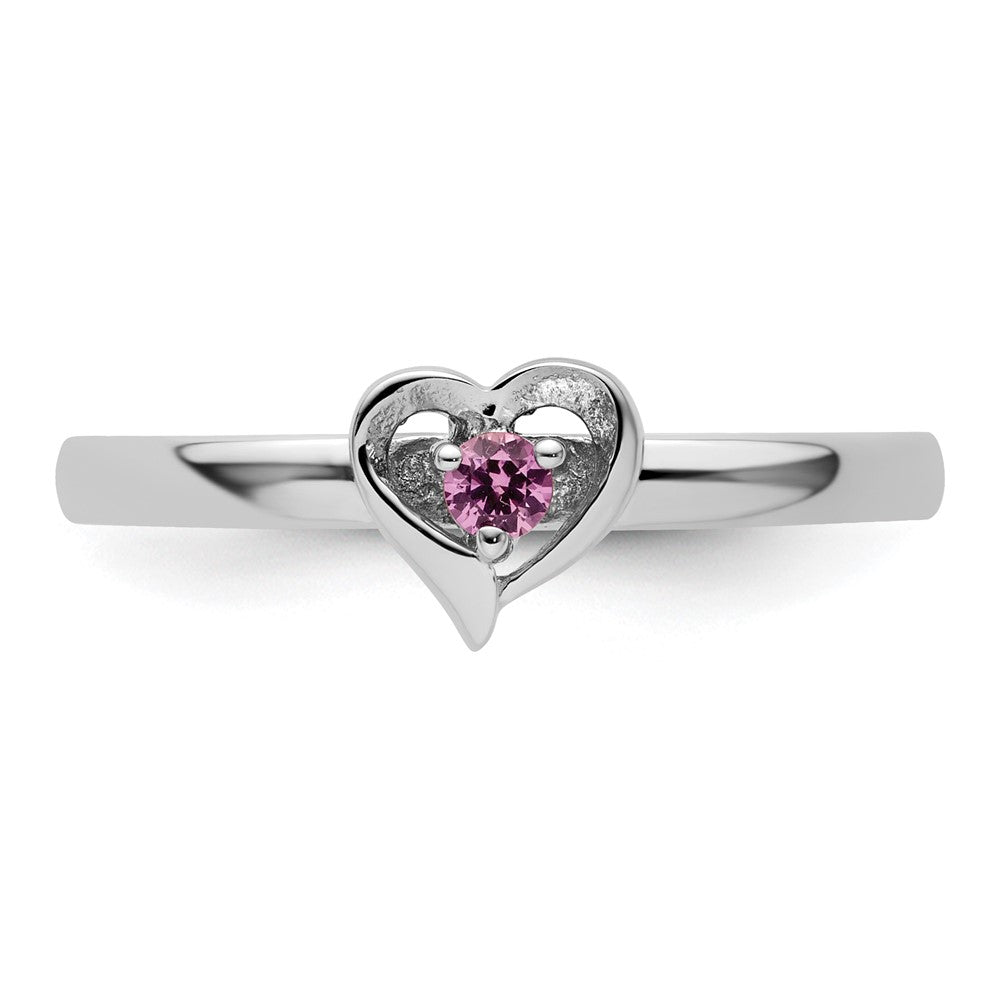 Sterling Silver Stackable Expressions Created Pink Sapphire Heart Ring