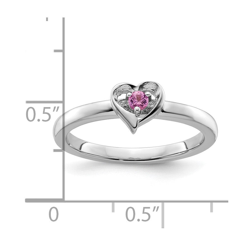 Sterling Silver Stackable Expressions Created Pink Sapphire Heart Ring