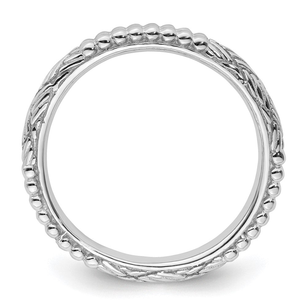 Sterling Silver Stackable Expressions Rhodium-plated Patterned Ring