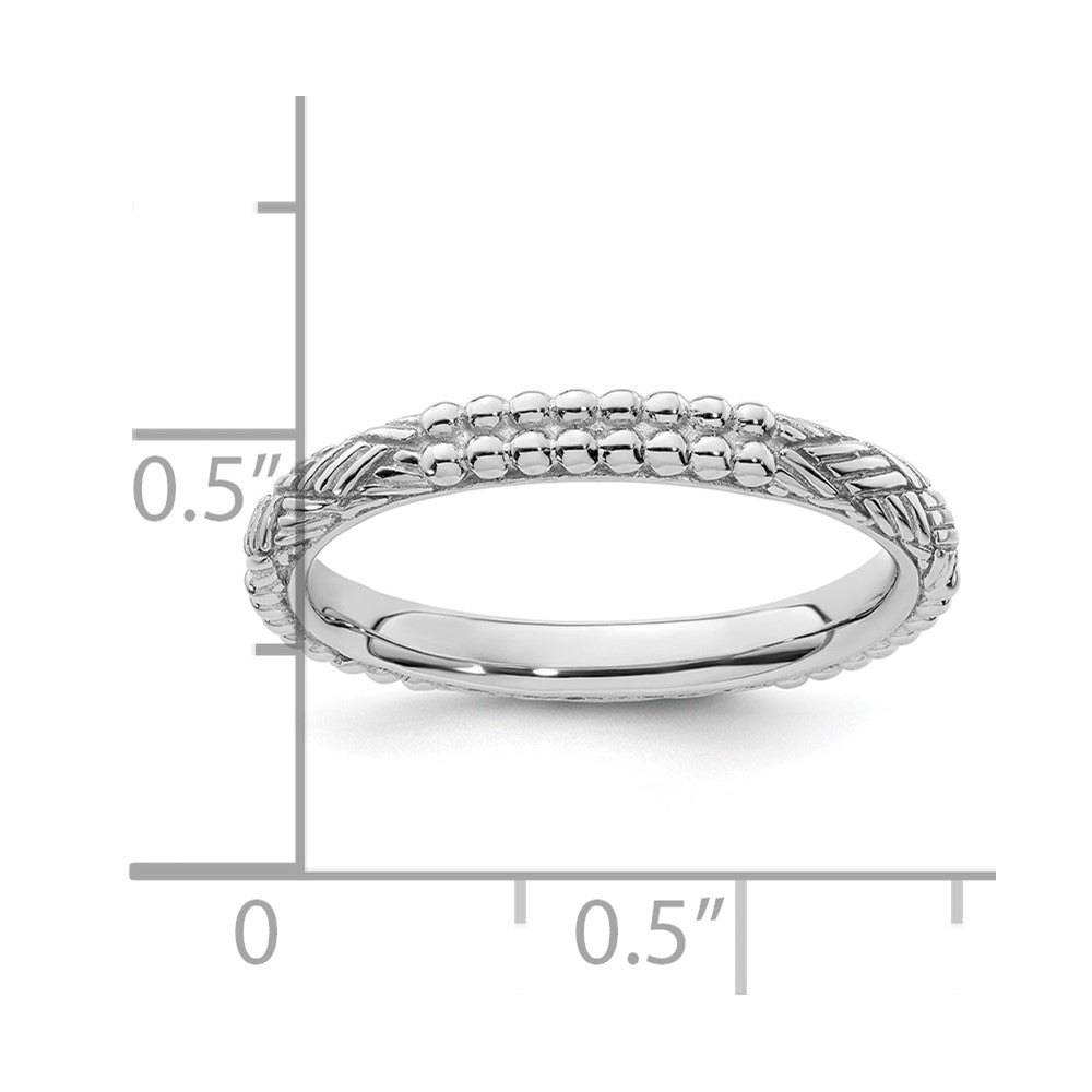 Sterling Silver Stackable Expressions Rhodium-plated Patterned Ring