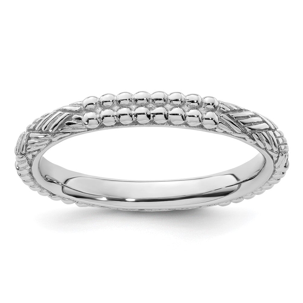 Sterling Silver Stackable Expressions Rhodium-plated Patterned Ring