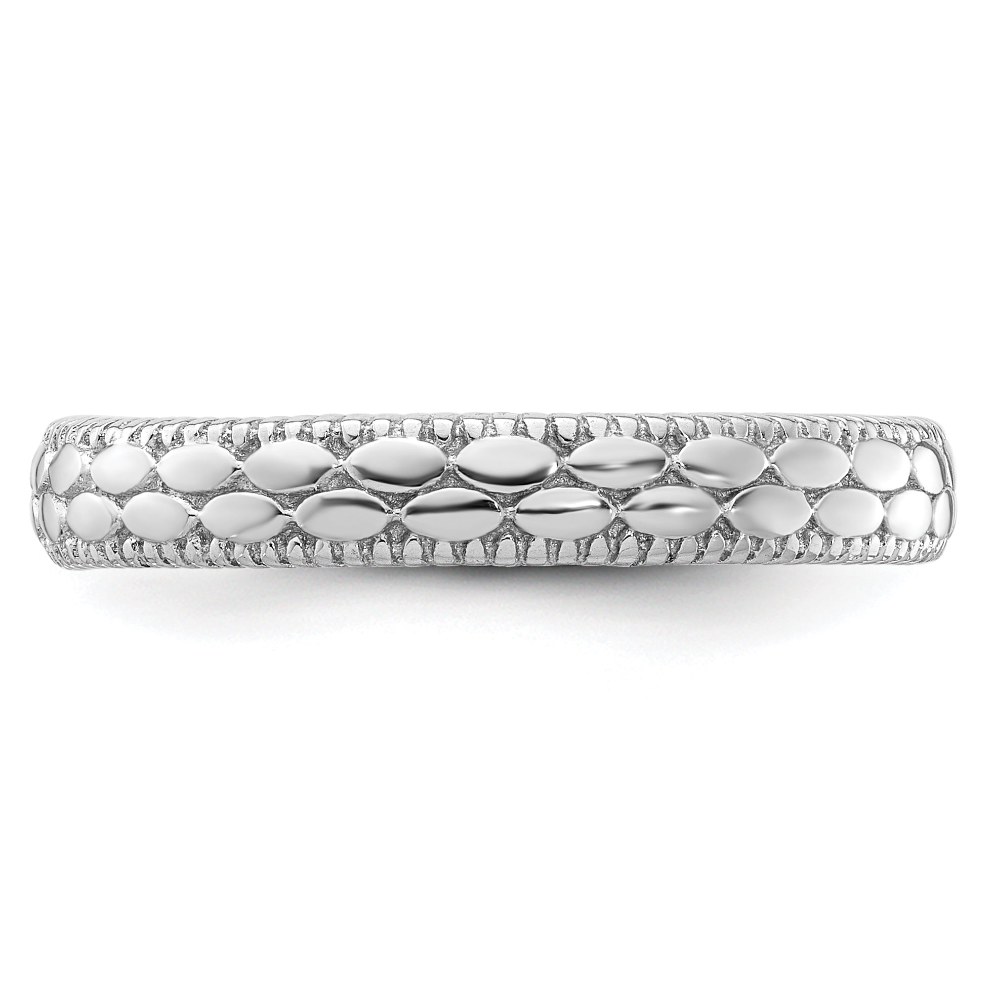 Sterling Silver Stackable Expressions Rhodium-plated Patterned Ring