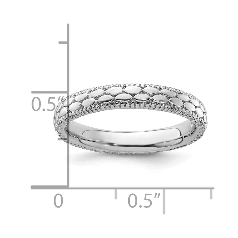 Sterling Silver Stackable Expressions Rhodium-plated Patterned Ring