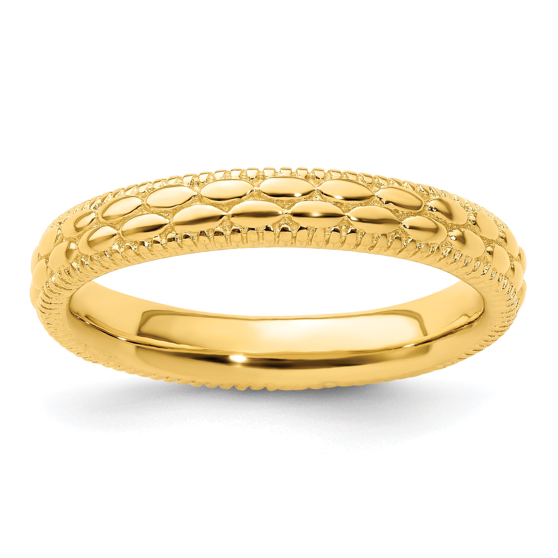 Sterling Silver Stackable Expressions Gold-plated Patterned Ring