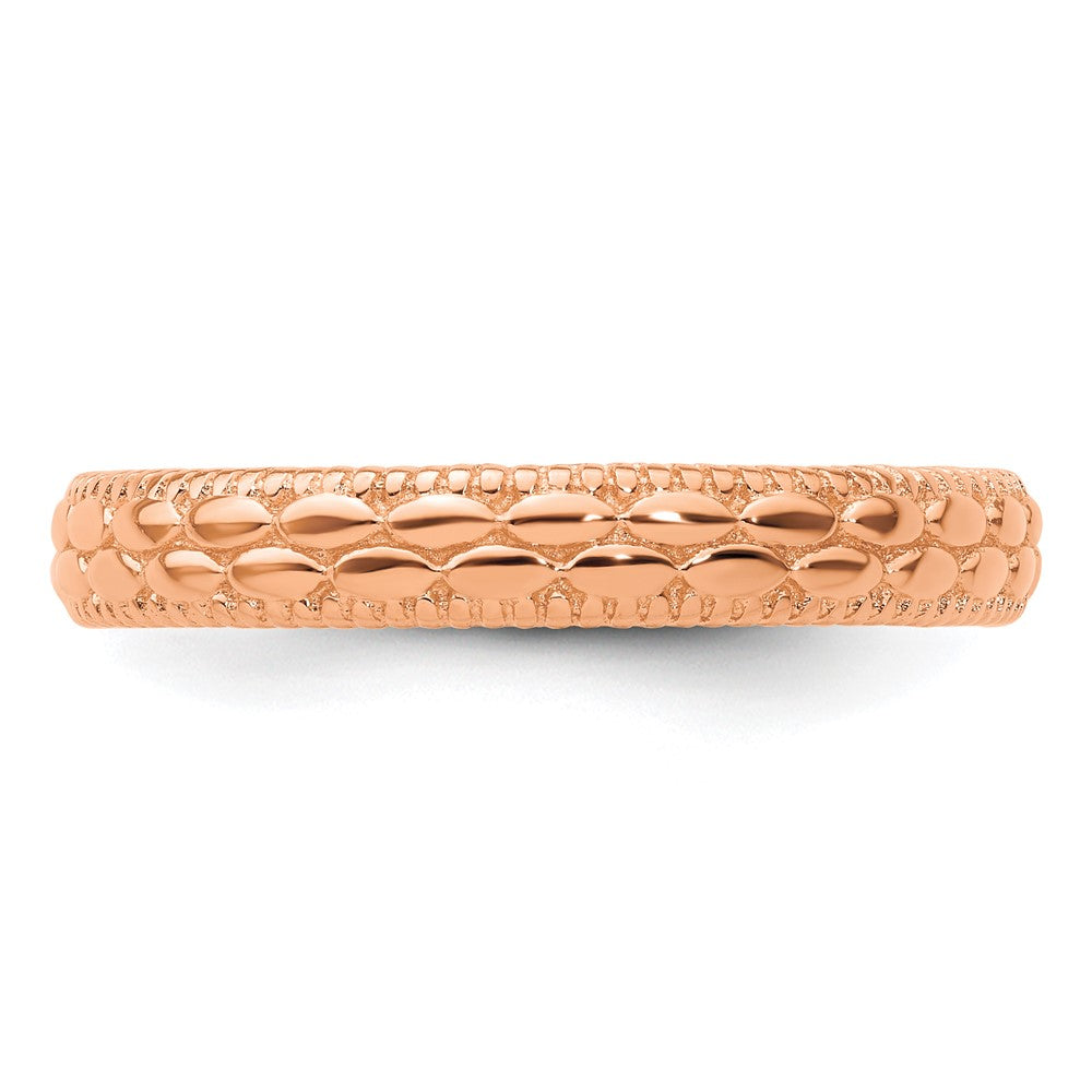 Sterling Silver Stackable Expressions Rose Gold-plated Patterned Ring