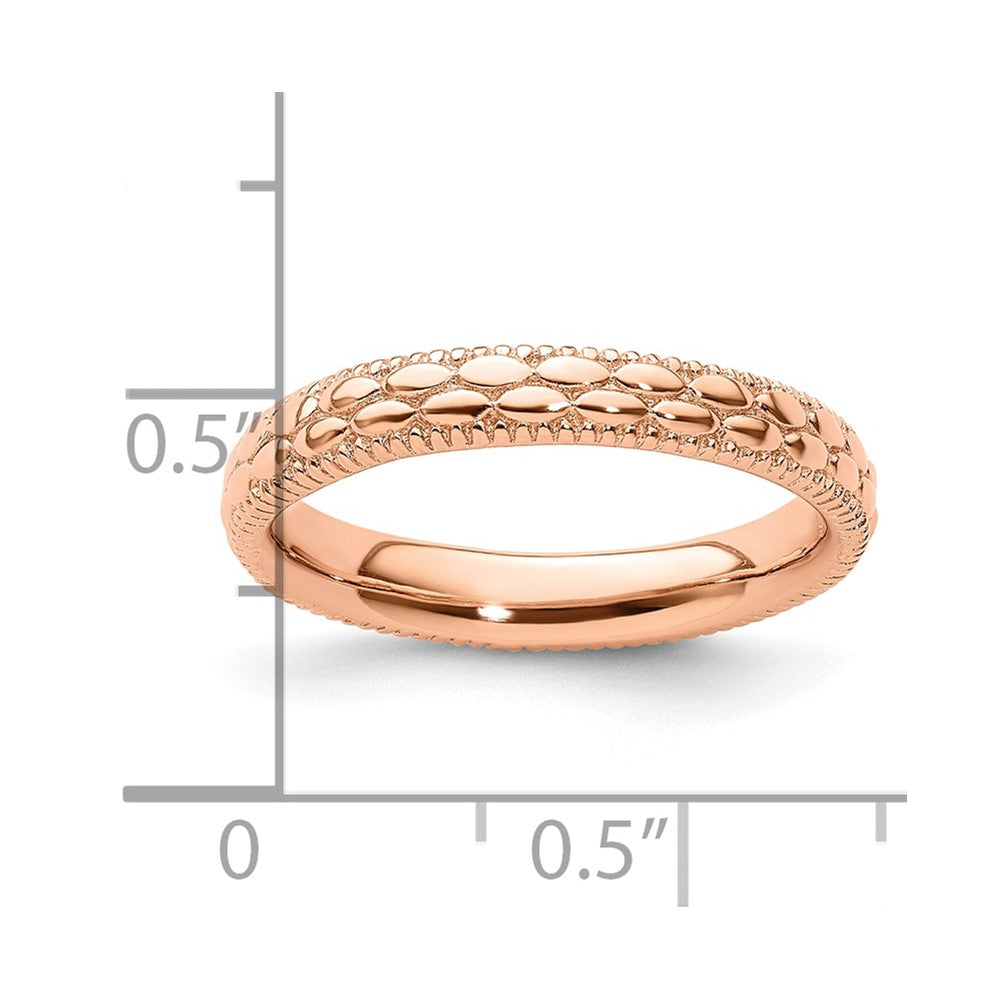 Sterling Silver Stackable Expressions Rose Gold-plated Patterned Ring