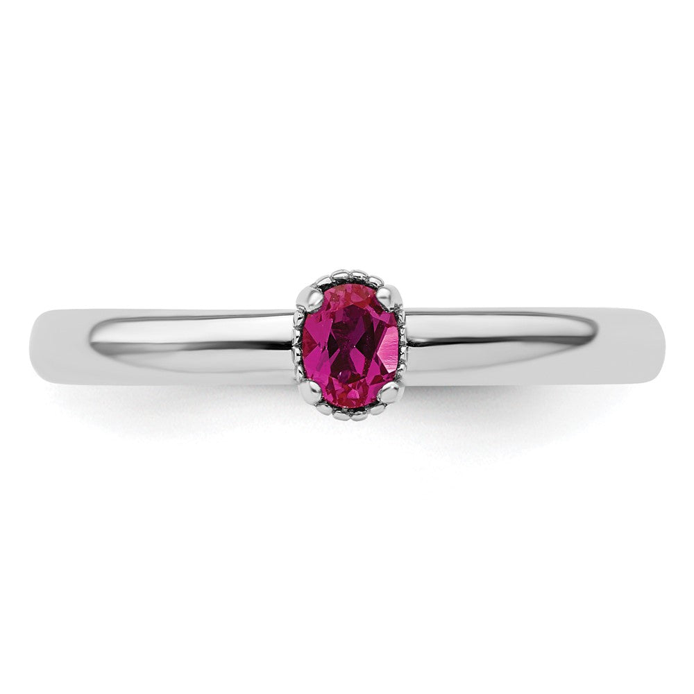 Sterling Silver Stackable Expressions Created Ruby Single Stone Ring