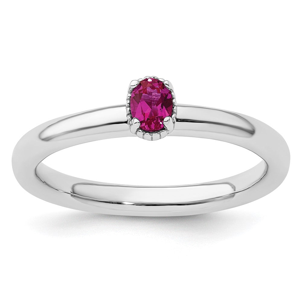 Sterling Silver Stackable Expressions Created Ruby Single Stone Ring