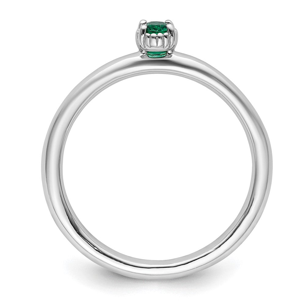 Sterling Silver Stackable Expressions Created Emerald Single Stone Ring