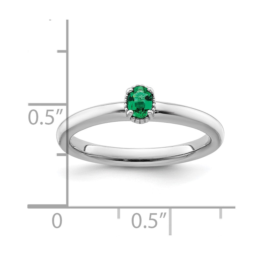 Sterling Silver Stackable Expressions Created Emerald Single Stone Ring