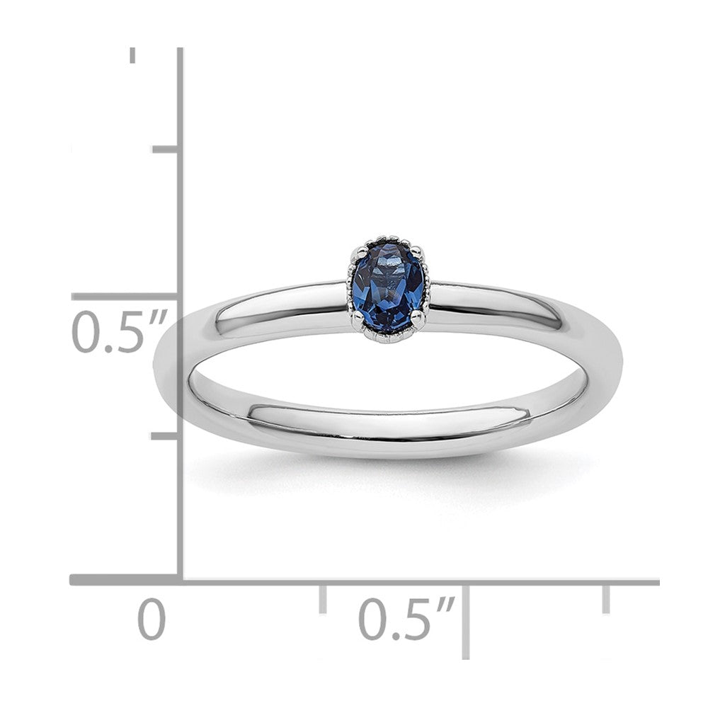 Sterling Silver Stackable Expressions Created Sapphire Single Stone Ring