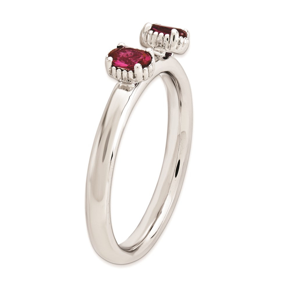 Sterling Silver Stackable Expressions Created Ruby Two Stone Ring