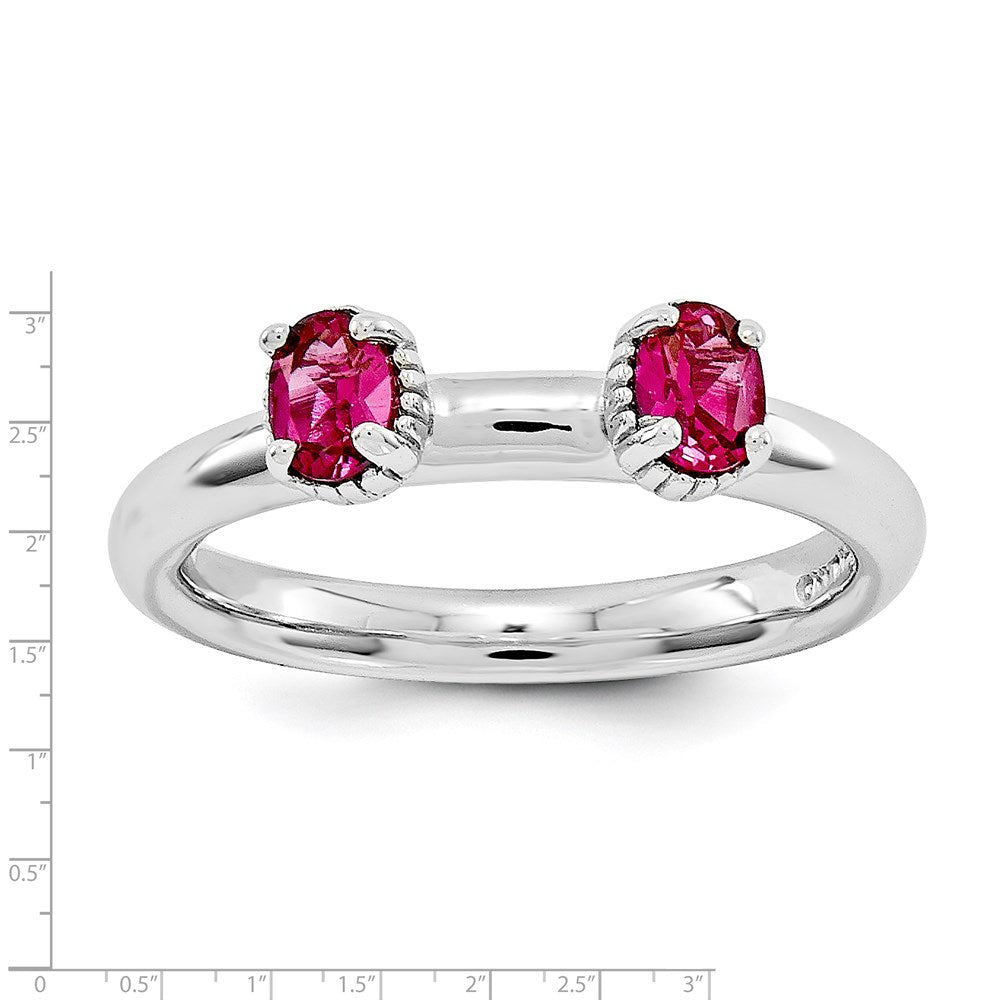 Sterling Silver Stackable Expressions Created Ruby Two Stone Ring