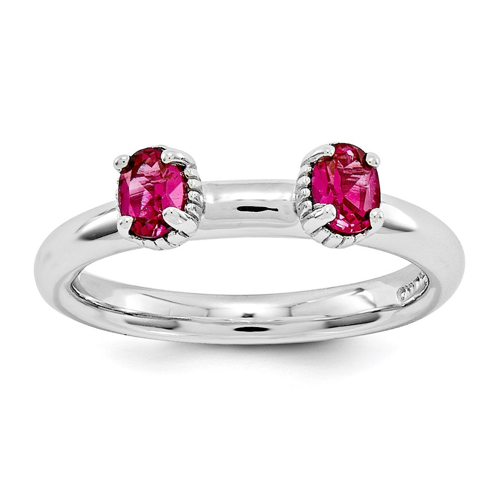 Sterling Silver Stackable Expressions Created Ruby Two Stone Ring