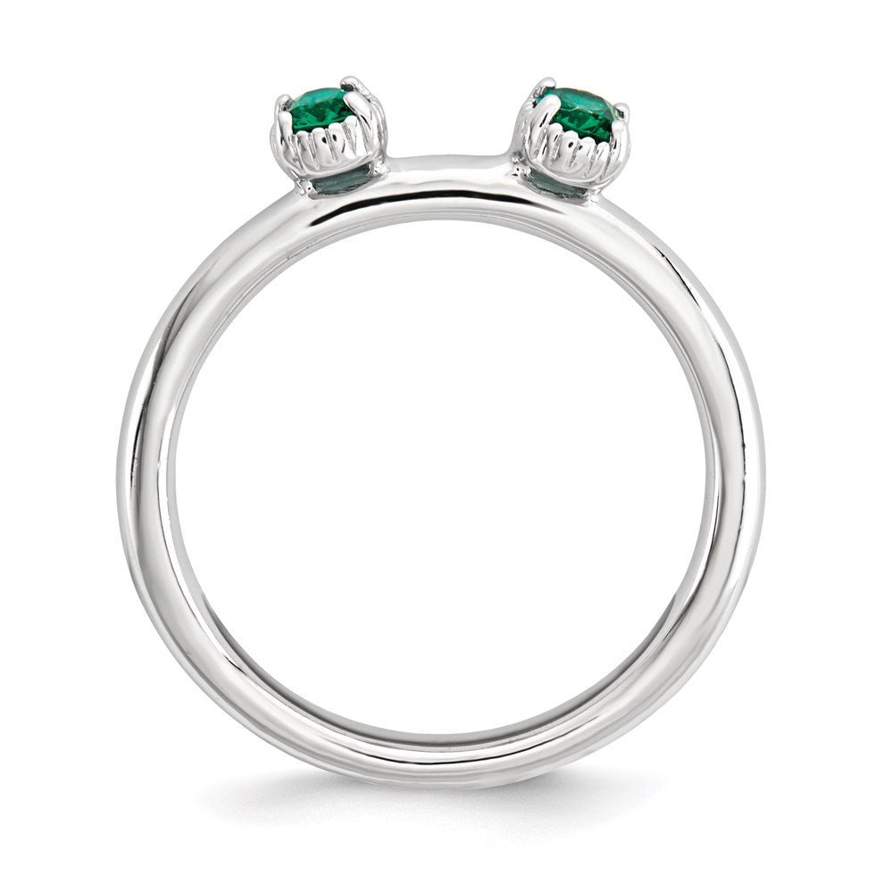 Sterling Silver Stackable Expressions Created Emerald Two Stone Ring