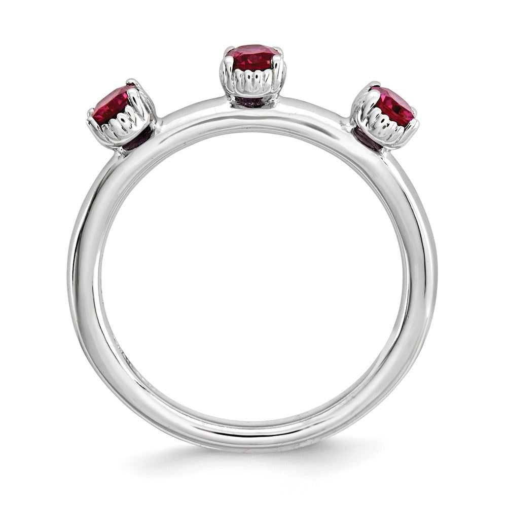 Sterling Silver Stackable Expressions Created Ruby Three Stone Ring