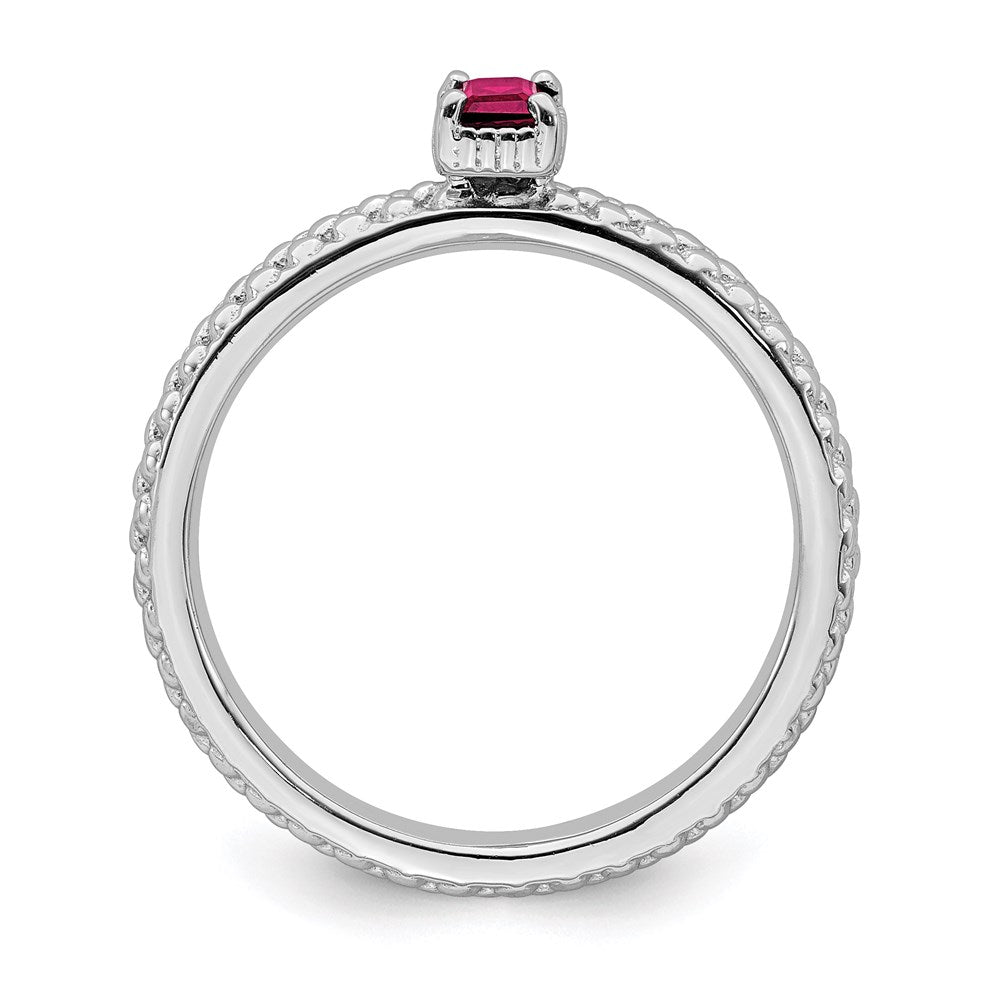 Sterling Silver Stackable Expressions Created Ruby Single Stone Ring