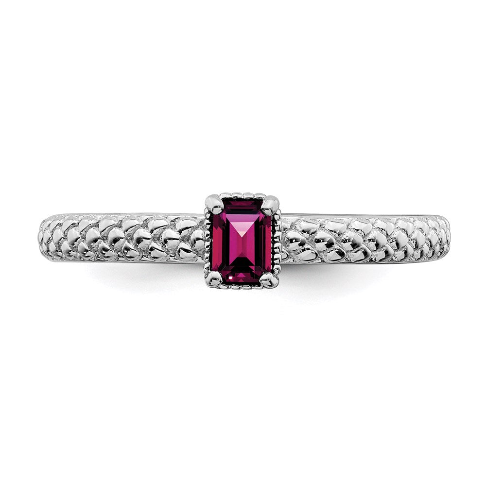 Sterling Silver Stackable Expressions Created Ruby Single Stone Ring