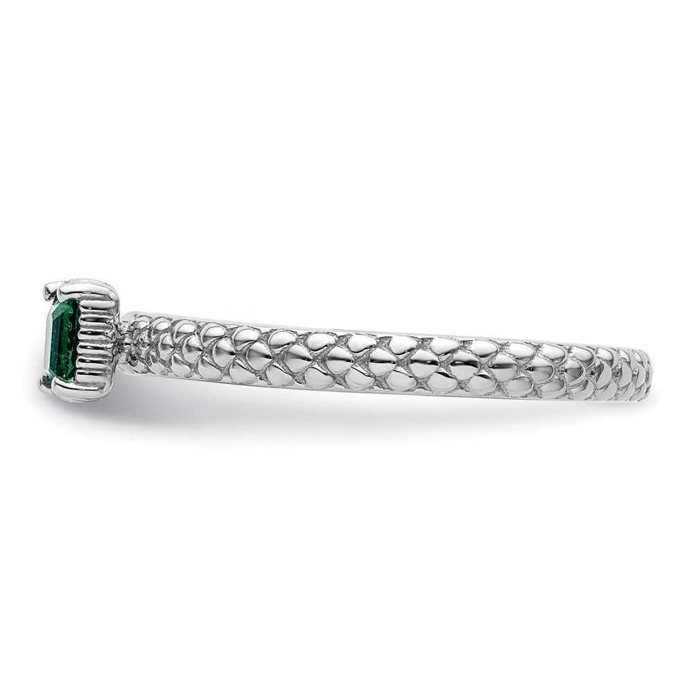 Sterling Silver Stackable Expressions Created Emerald Single Stone Ring