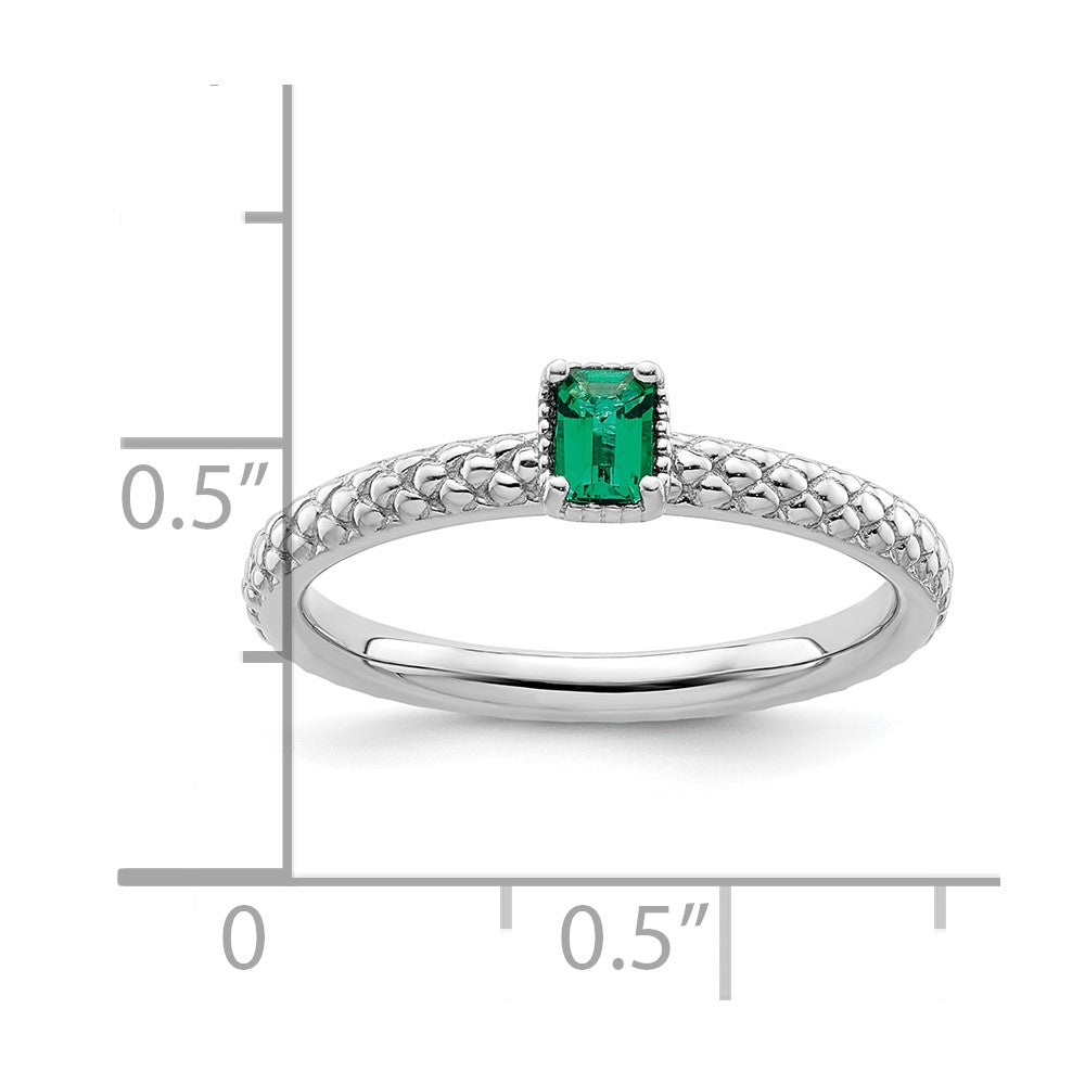 Sterling Silver Stackable Expressions Created Emerald Single Stone Ring