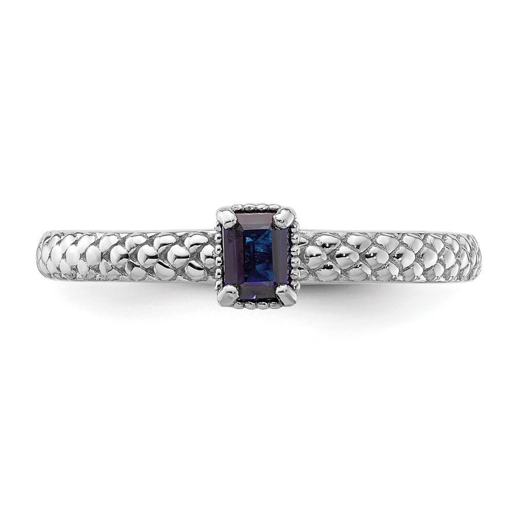 Sterling Silver Stackable Expressions Created Sapphire Single Stone Ring