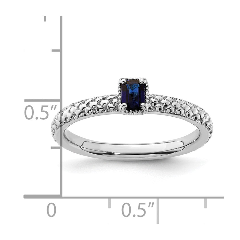 Sterling Silver Stackable Expressions Created Sapphire Single Stone Ring