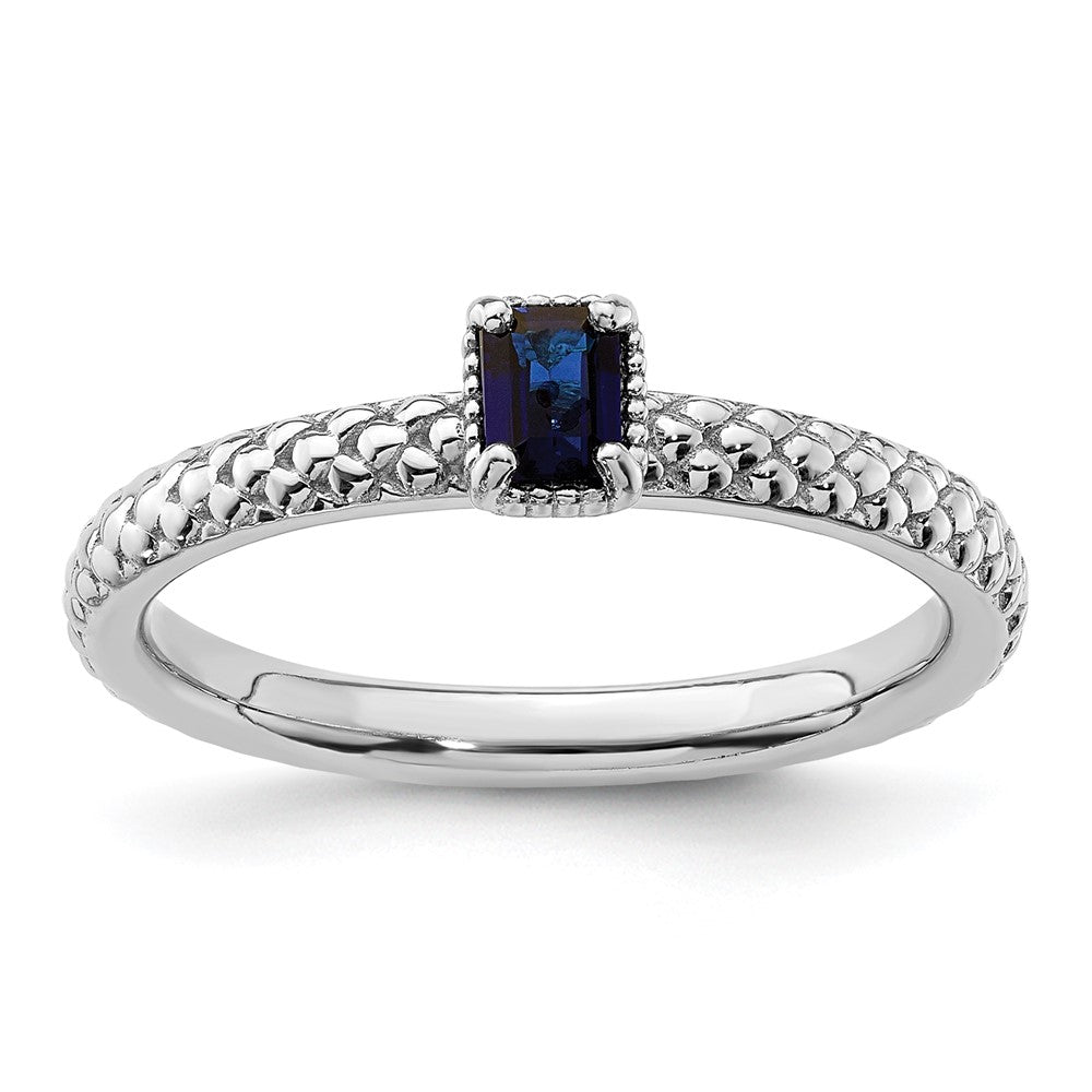 Sterling Silver Stackable Expressions Created Sapphire Single Stone Ring