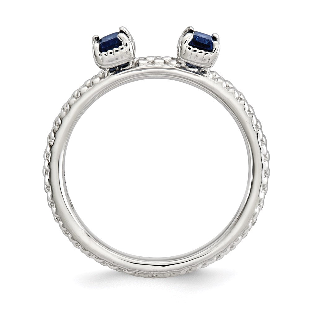 Sterling Silver Stackable Expressions Created Sapphire Two Stone Ring