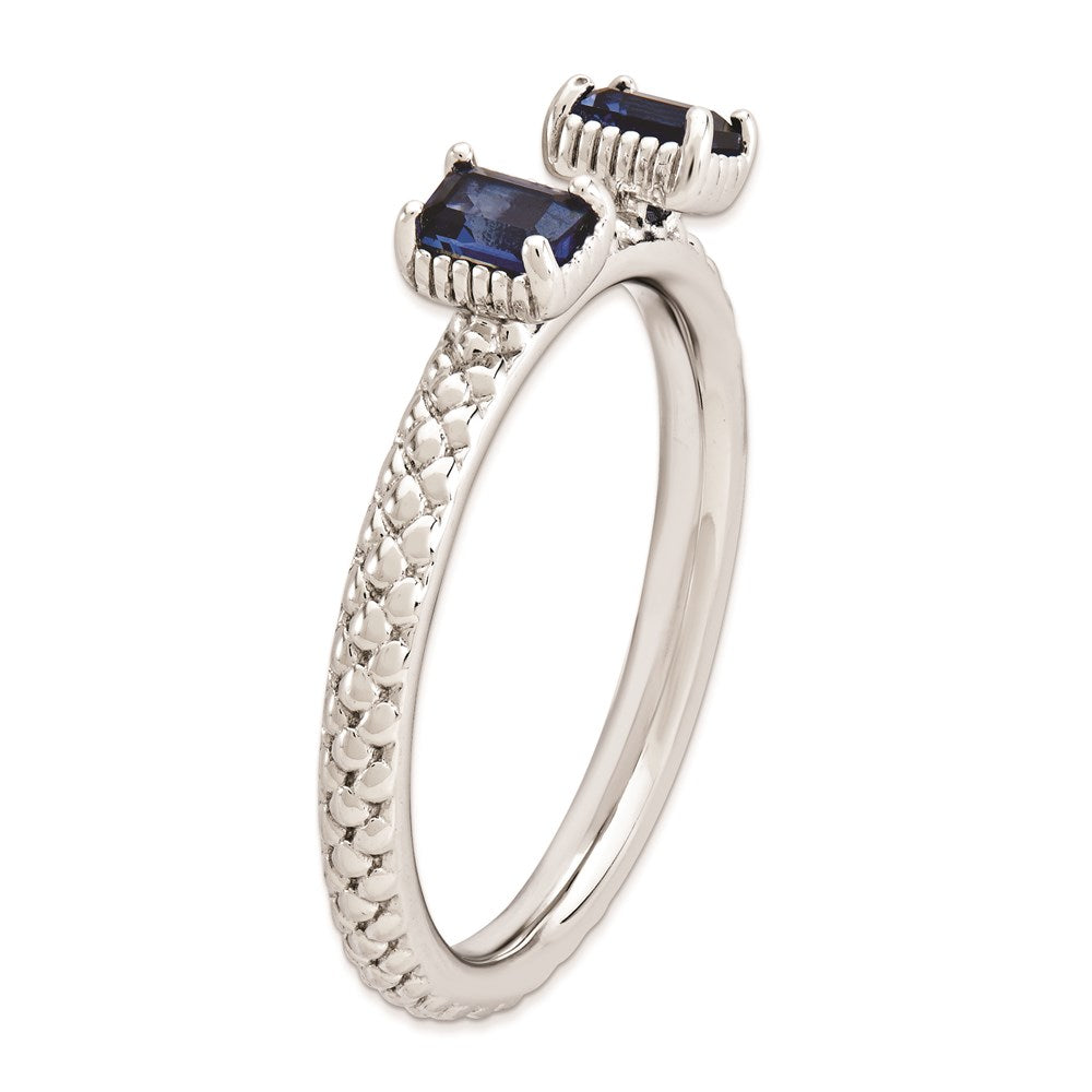 Sterling Silver Stackable Expressions Created Sapphire Two Stone Ring