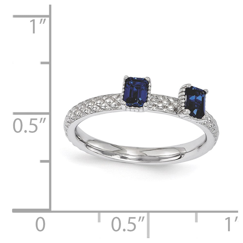 Sterling Silver Stackable Expressions Created Sapphire Two Stone Ring