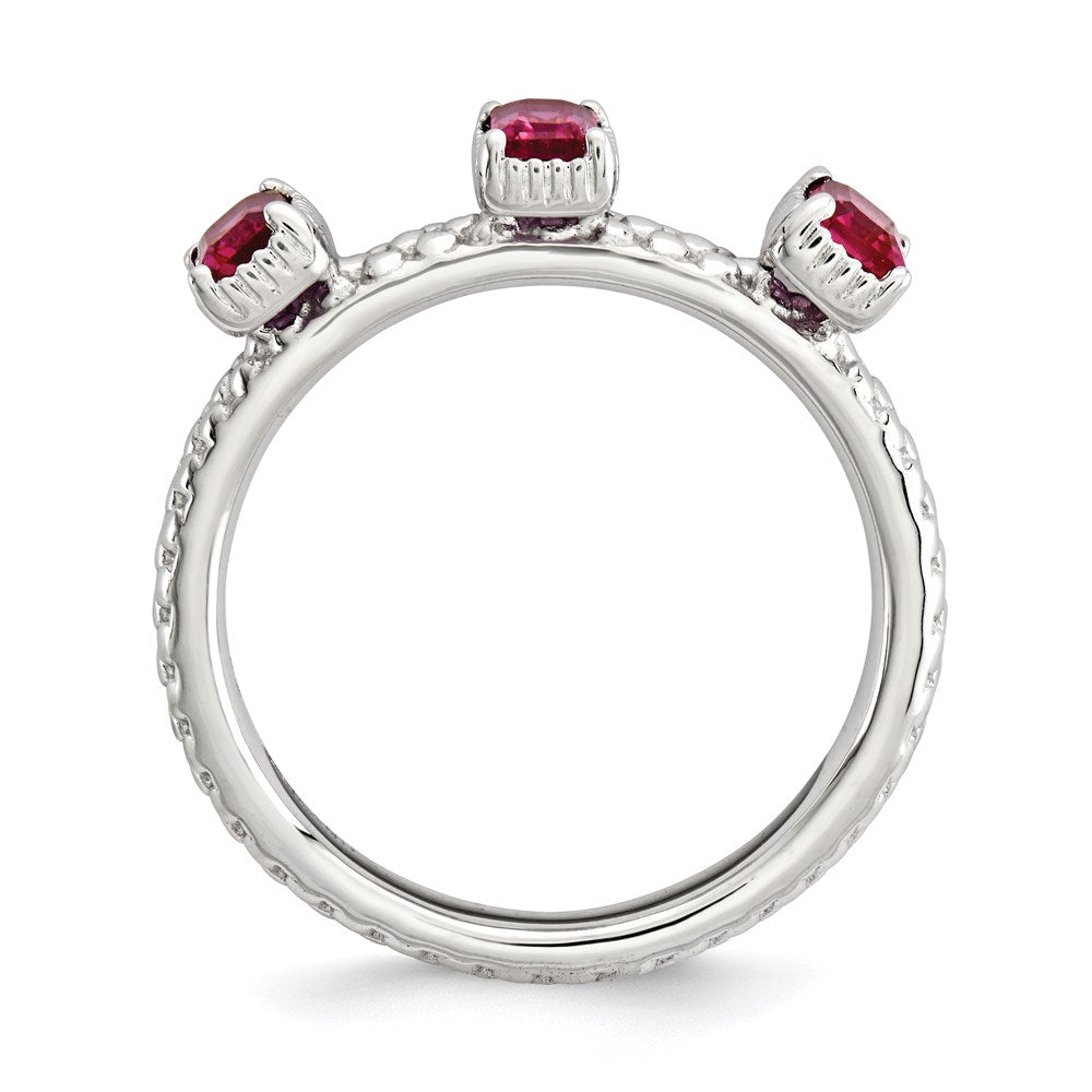 Sterling Silver Stackable Expressions Created Ruby Three Stone Ring