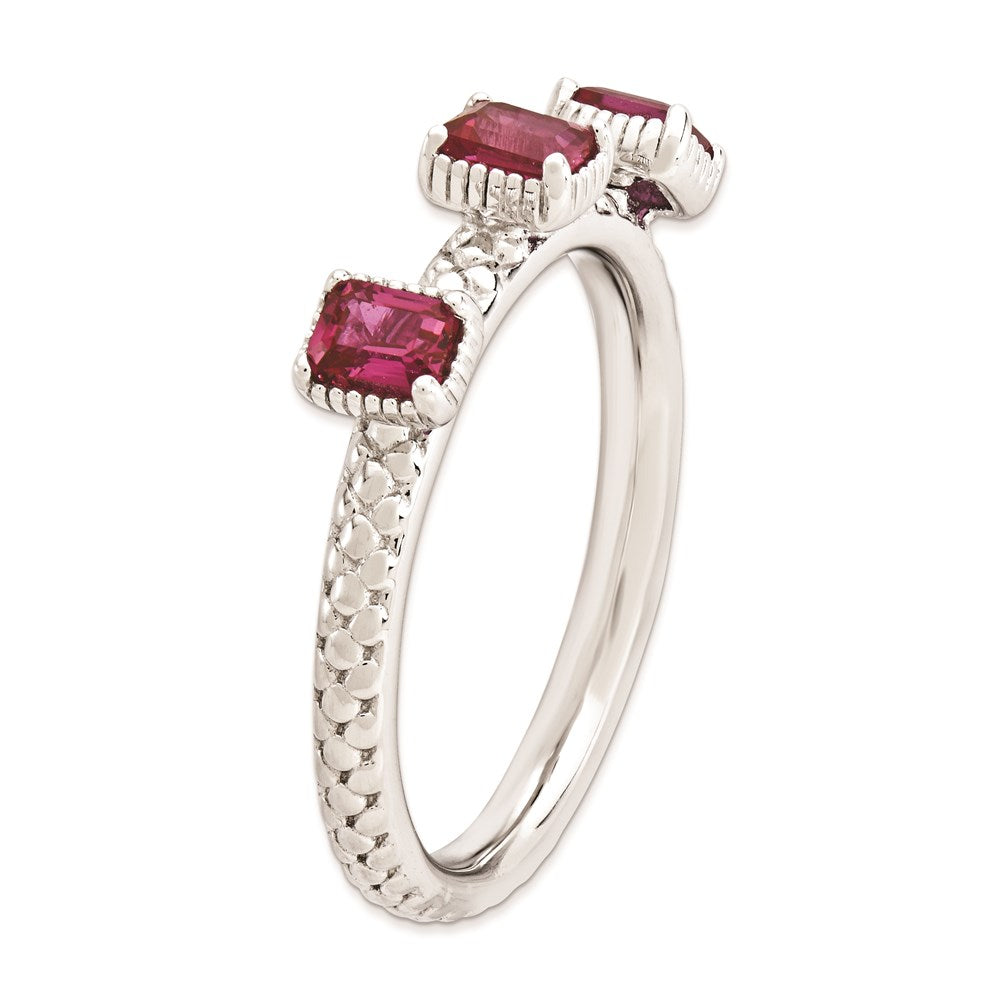 Sterling Silver Stackable Expressions Created Ruby Three Stone Ring