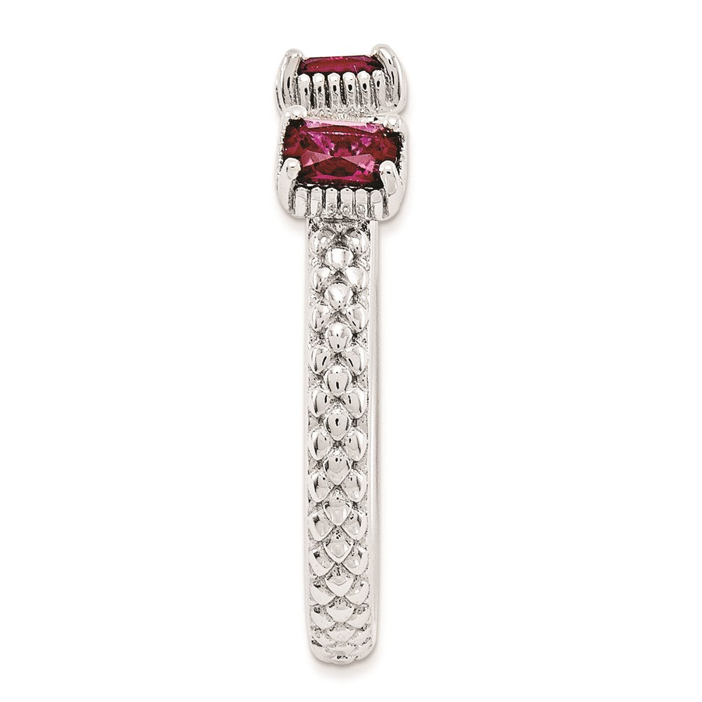 Sterling Silver Stackable Expressions Created Ruby Three Stone Ring