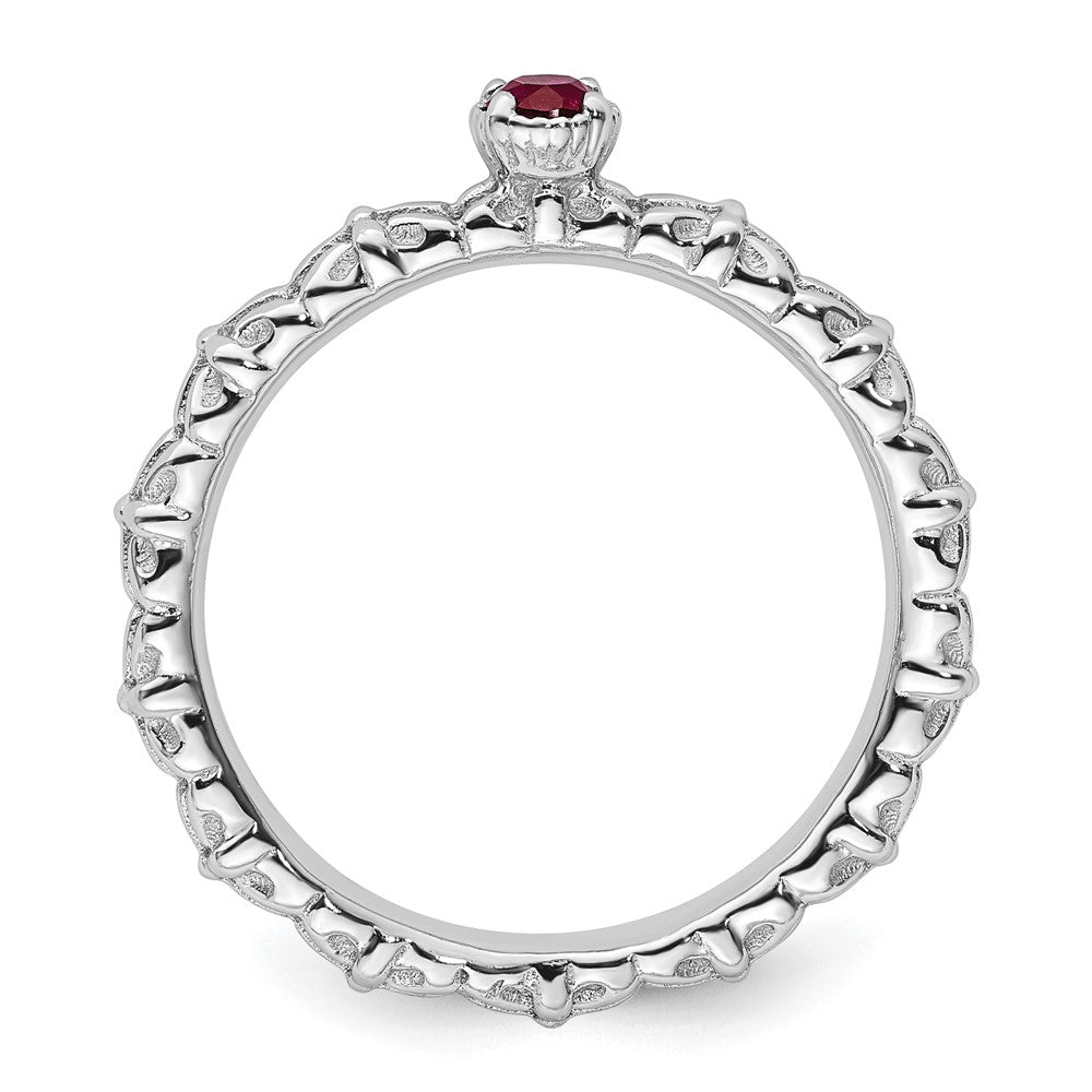 Sterling Silver Stackable Expressions Created Ruby Single Stone Ring