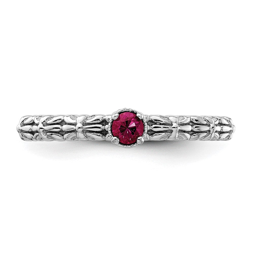 Sterling Silver Stackable Expressions Created Ruby Single Stone Ring