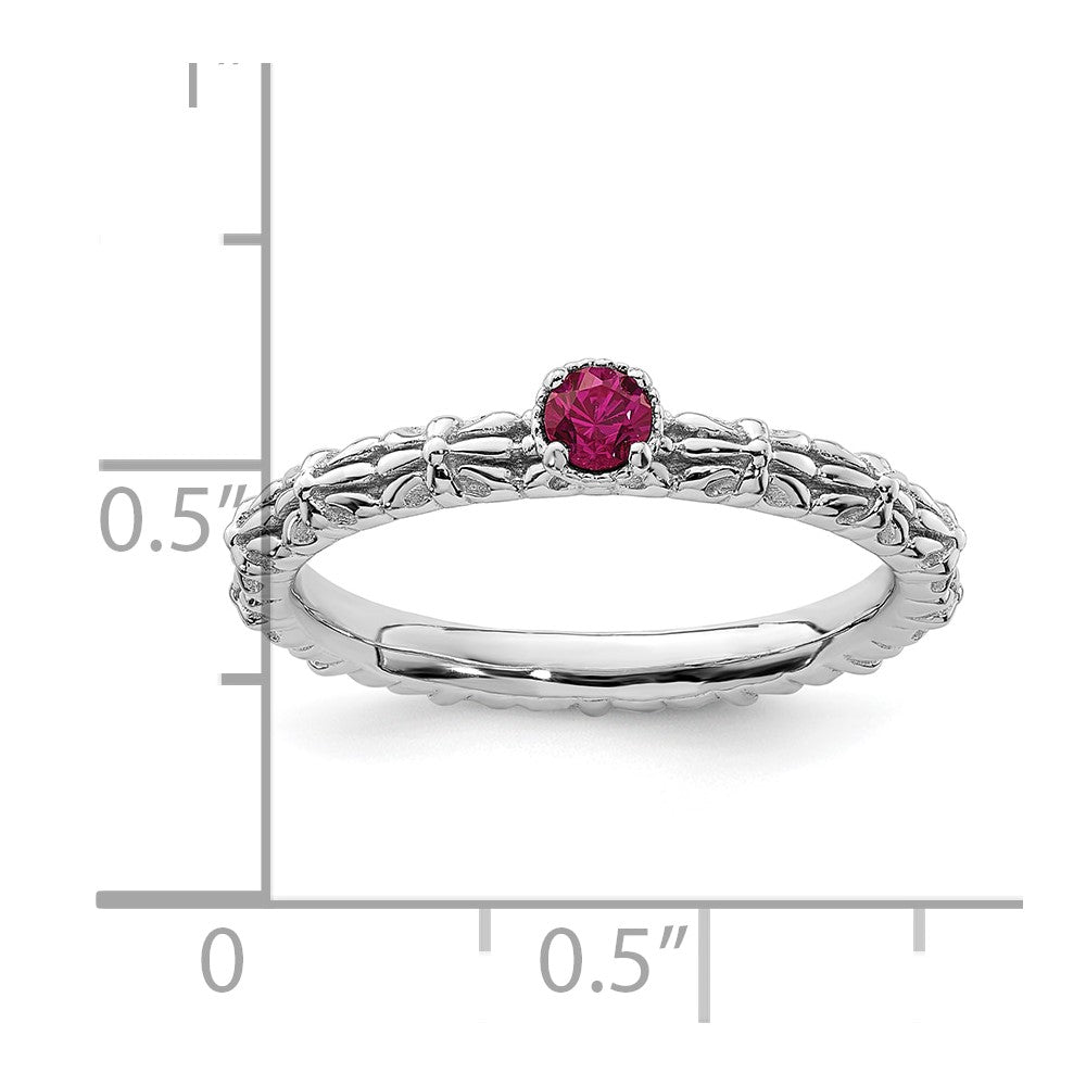 Sterling Silver Stackable Expressions Created Ruby Single Stone Ring