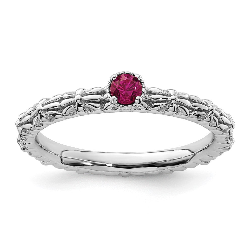 Sterling Silver Stackable Expressions Created Ruby Single Stone Ring