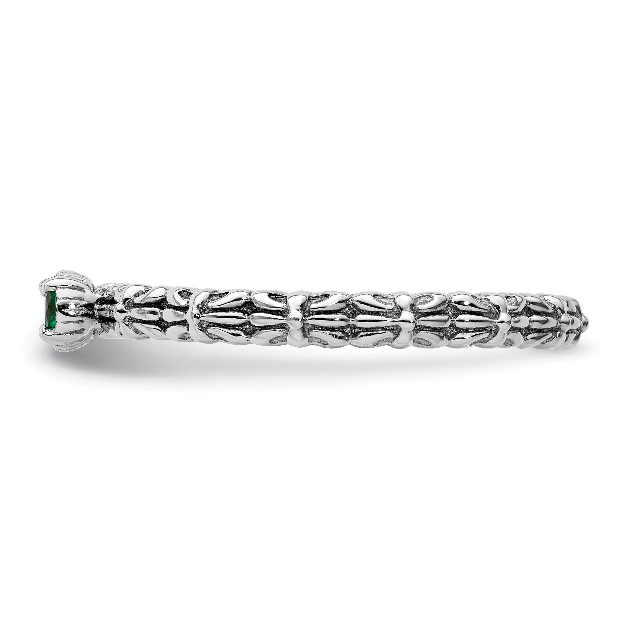 Sterling Silver Stackable Expressions Created Emerald Single Stone Ring