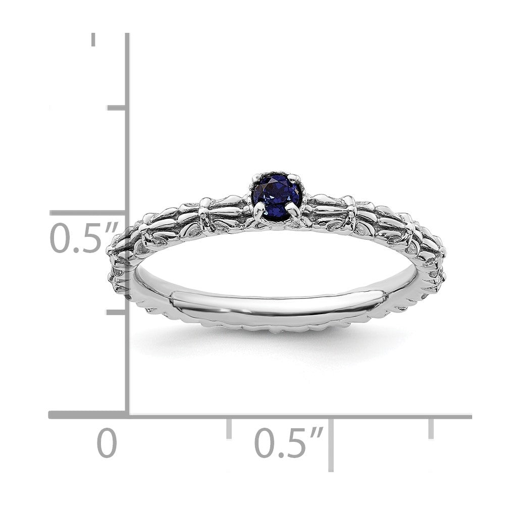 Sterling Silver Stackable Expressions Created Sapphire Single Stone Ring