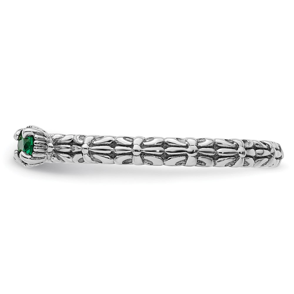 Sterling Silver Stackable Expressions Created Emerald Two Stone Ring